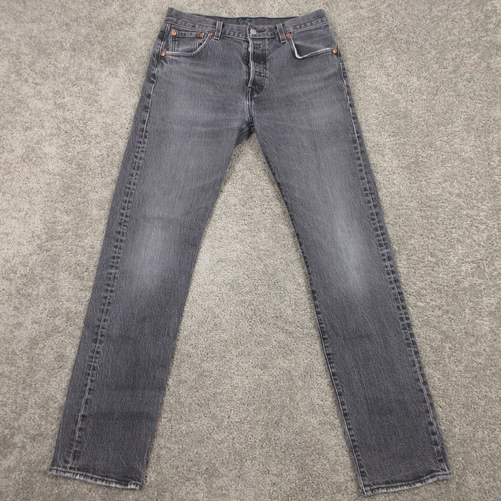 Levis Jeans Mens 30x34 Gray 501 '93 Button Fly Regular Straight Fade Denim Pants